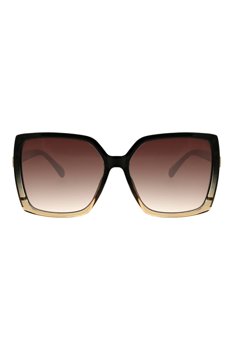60mm Glam Square Sunglasses, Main, color, BLACK TO NUDE