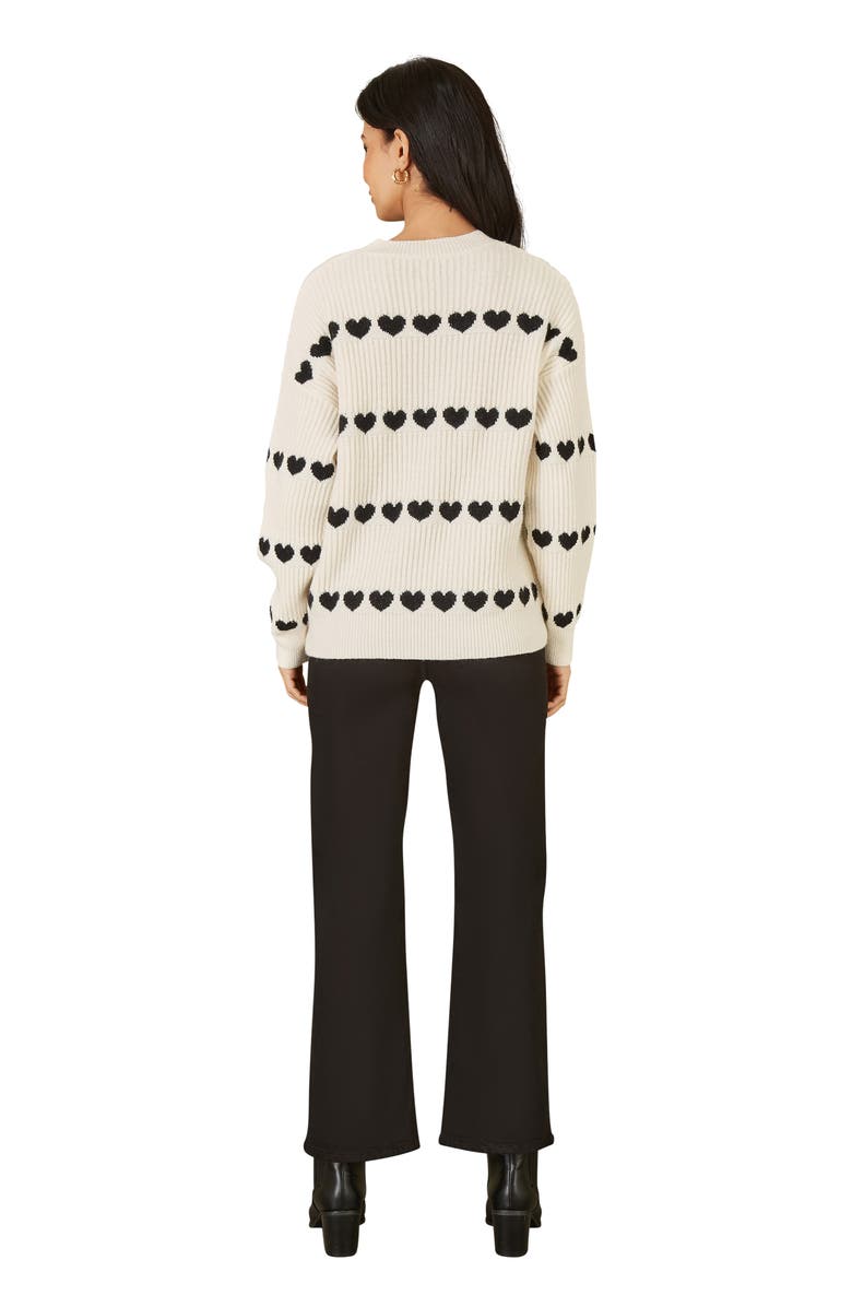 Yumi Knitted Heart Stripes Sweater, Alternate, color, Ivory