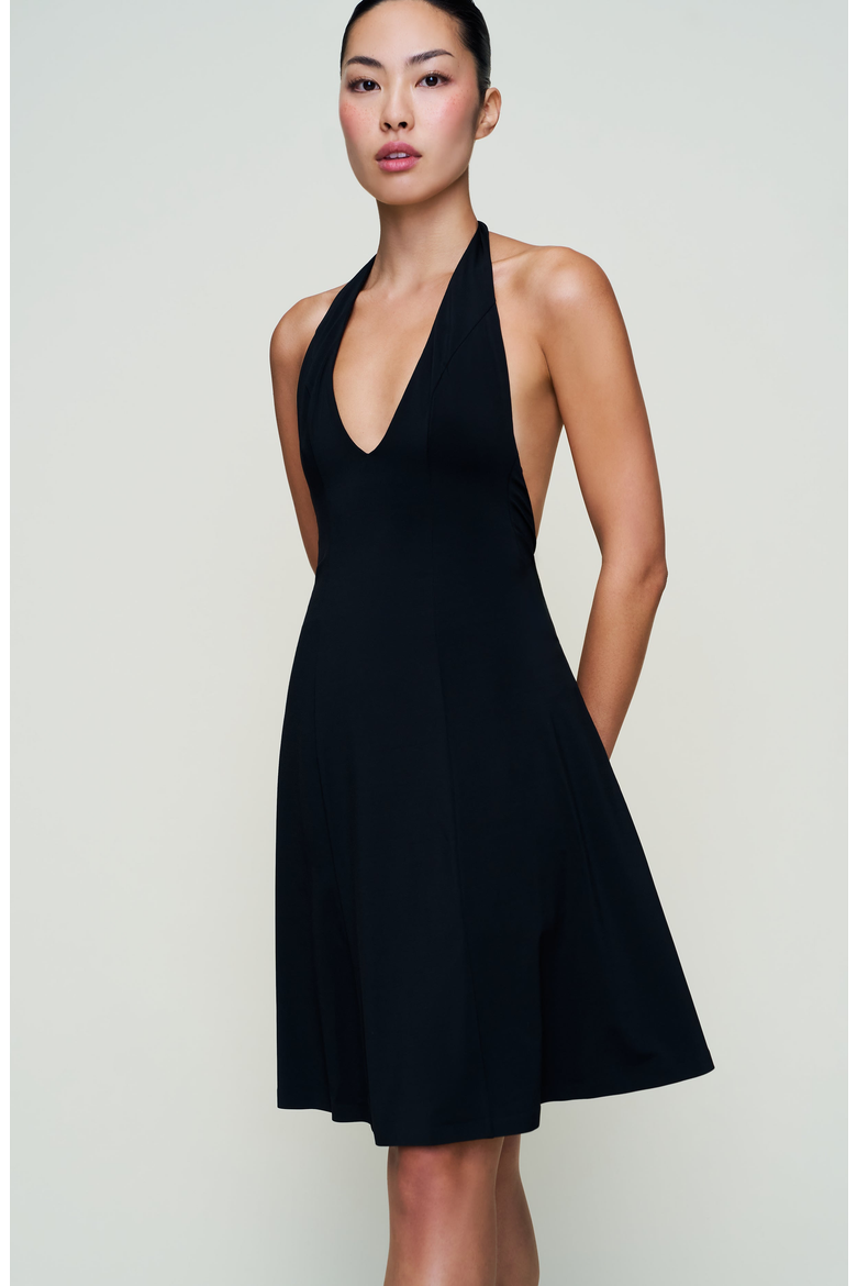 Halter Dress, Alternate, color, Black