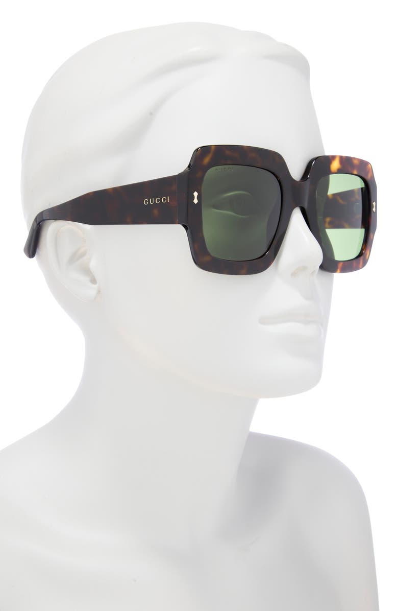 Gucci 53mm Square Sunglasses, Alternate, color, Havana Havana Green