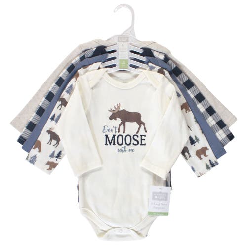 Hudson Baby Five-piece Collection Of Long-sleeve Cotton Bodysuits In White