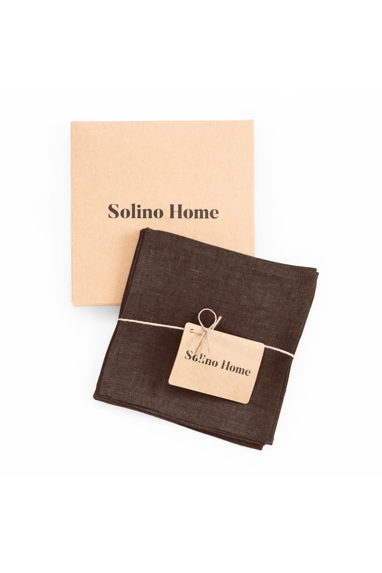 Linen Cocktail Napkins Set of 12 - Athena, Alternate, color, Chambray Brown