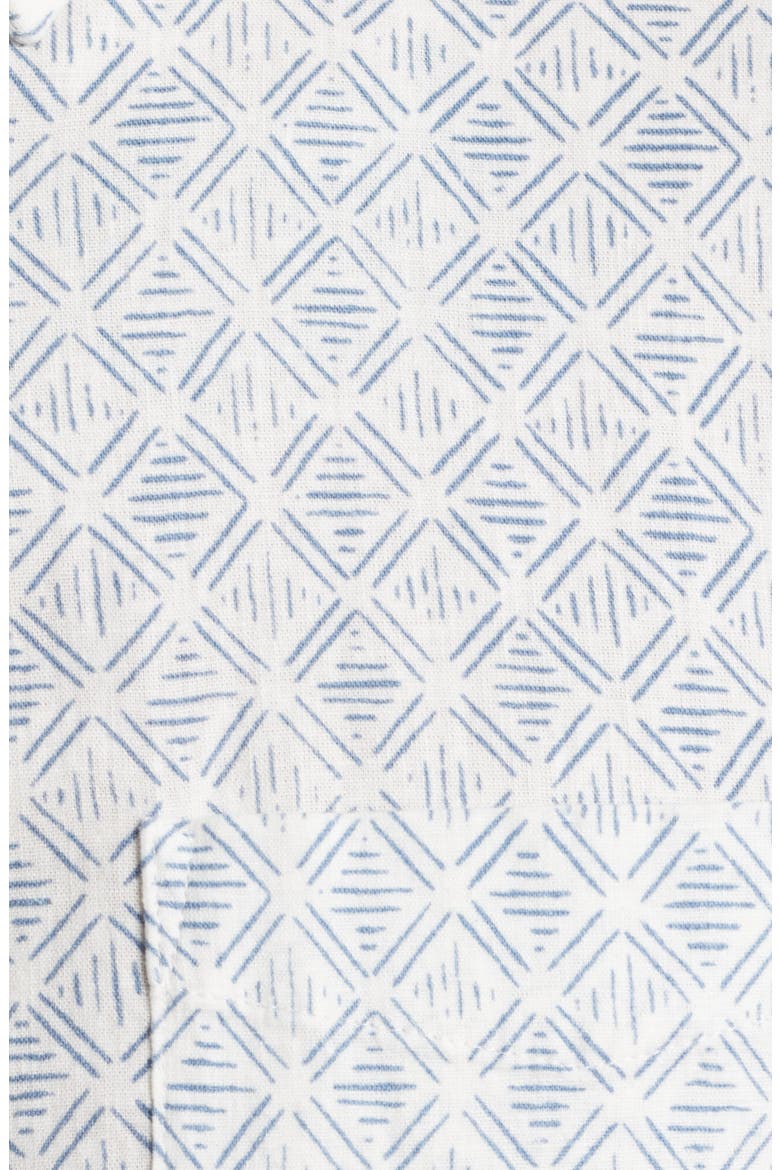 Breeze Short Sleeve Linen Blend Button-Up Shirt, Alternate, color, WHITE WALL ATOLL BLOCK