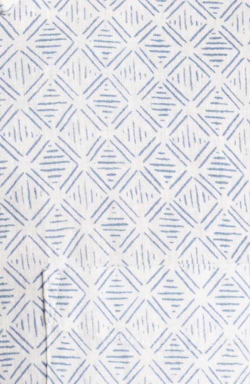 Faherty Breeze Short Sleeve Linen Blend Button-up Shirt In White Wall Atoll Block