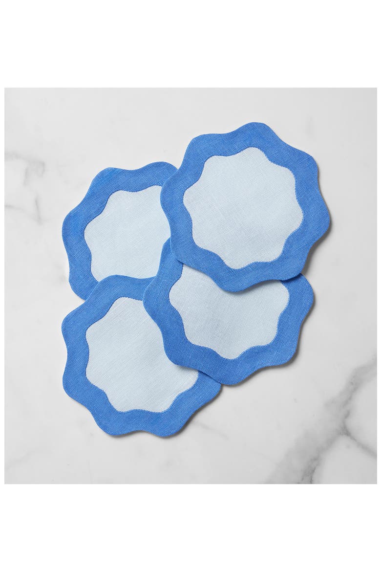 Ondulato Set of 6 Linen Cocktail Napkins, Alternate, color, SKY/ COBALT