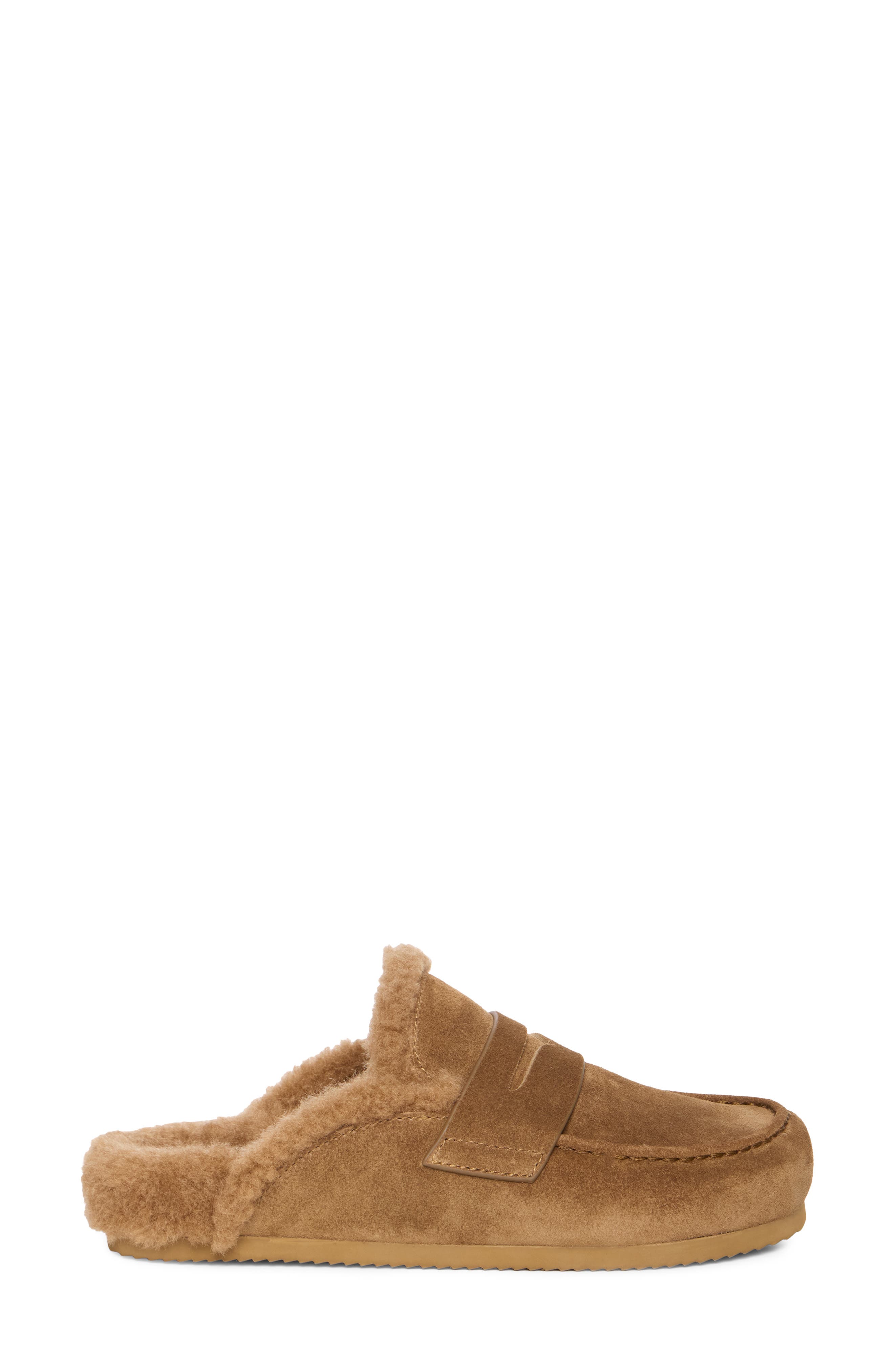 Wynn Faux Fur Lined Leather Loafer Mule, Alternate, color, CHESTNUT