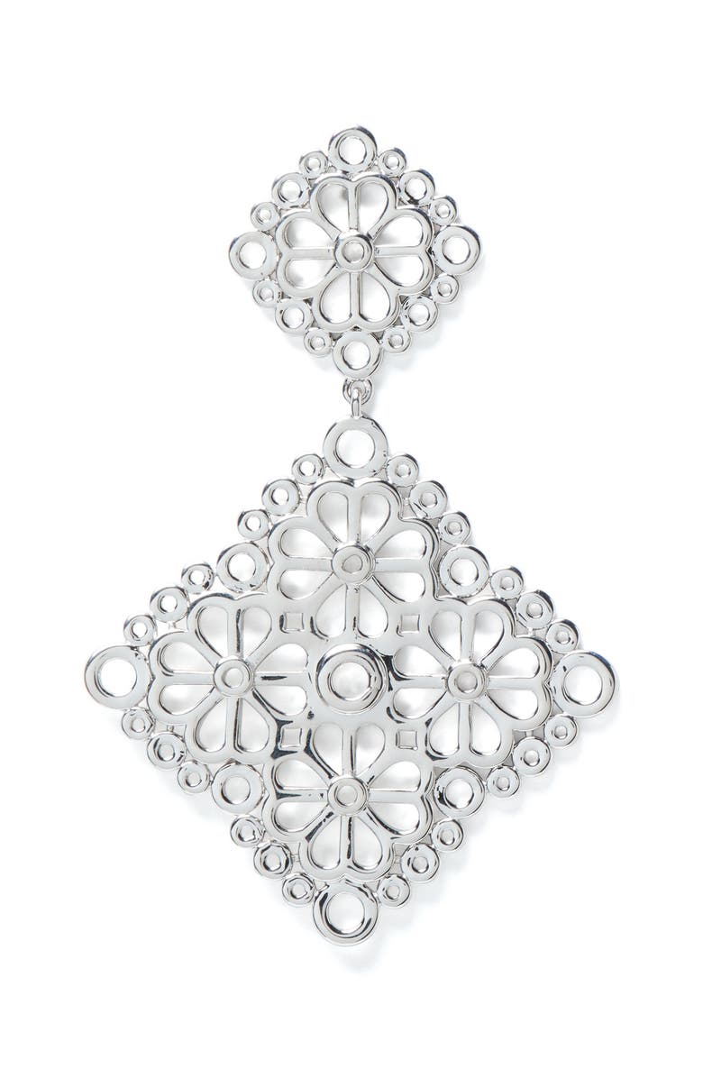 Kate Spade New York spade flower lace drop earrings, Alternate, color, Silver