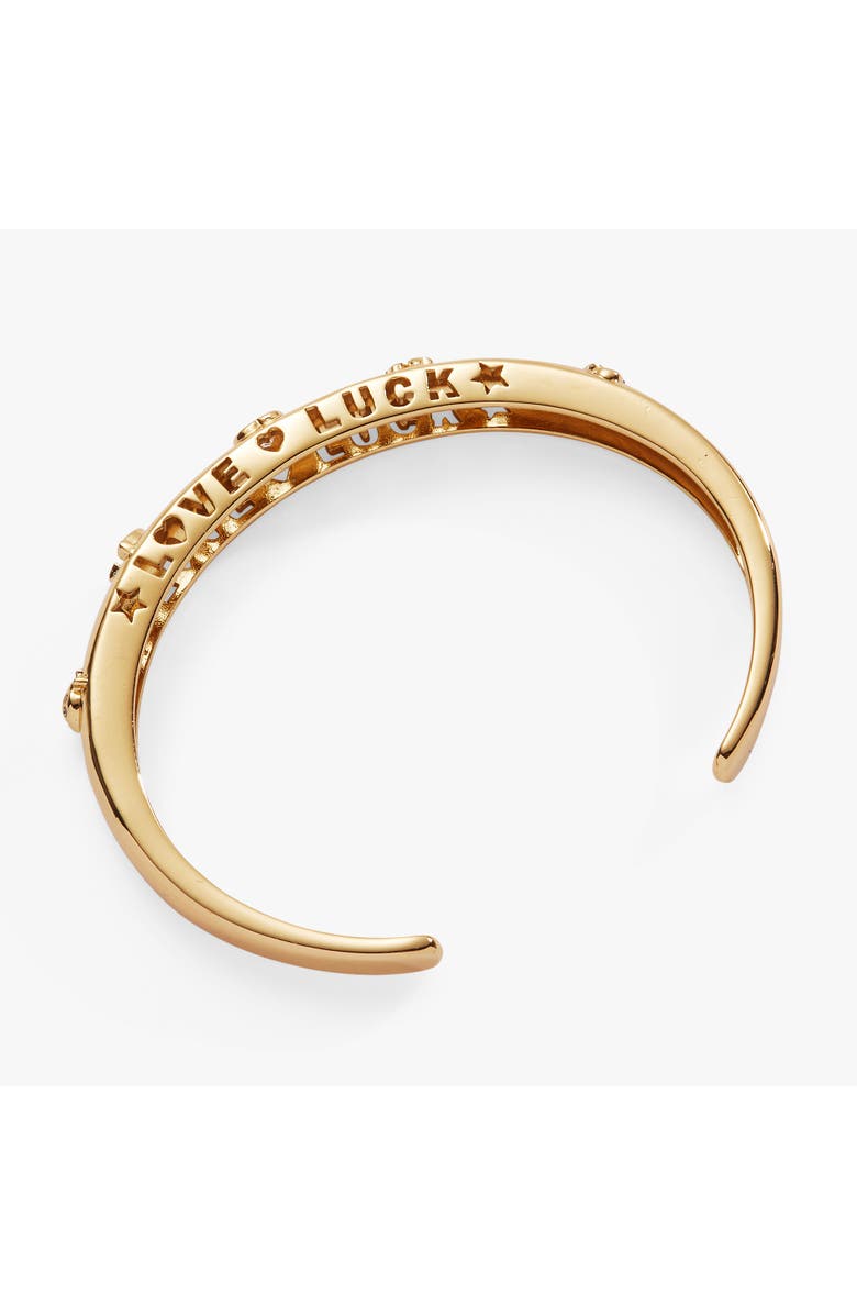 Alex and Ani Love Luck Symbol Domed Cuff Bracelet, Alternate, color, Gold