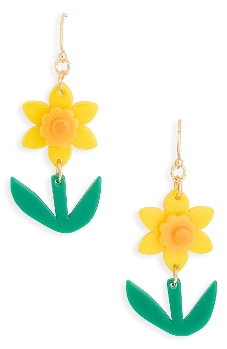 Leith Spring Daffodil Drop Earrings, Main, color, Yellow Multi- Gold