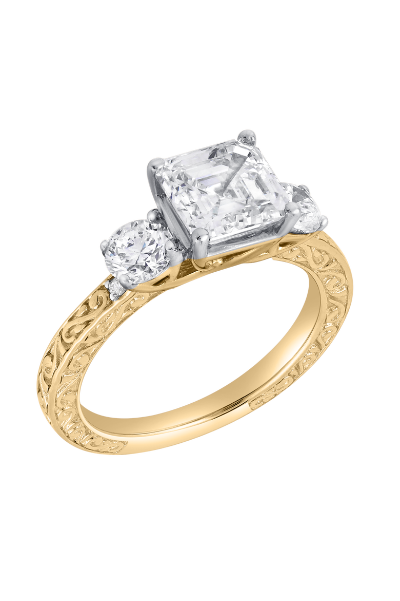 Nyraelle 14K Gold 2.70 Ct Asscher Lab Grown Diamond Engagement Ring, Alternate, color, 14K Yellow Gold