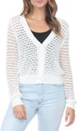 RAIN AND ROSE Pointelle Open Stitch Cardigan