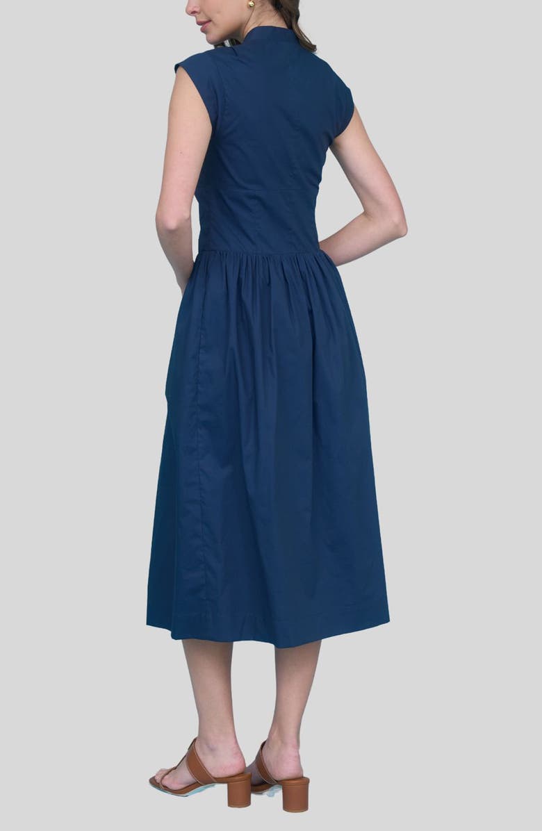 ZOE AND CLAIRE Seamed Cotton Fit & Flare Dress, Alternate, color, Navy