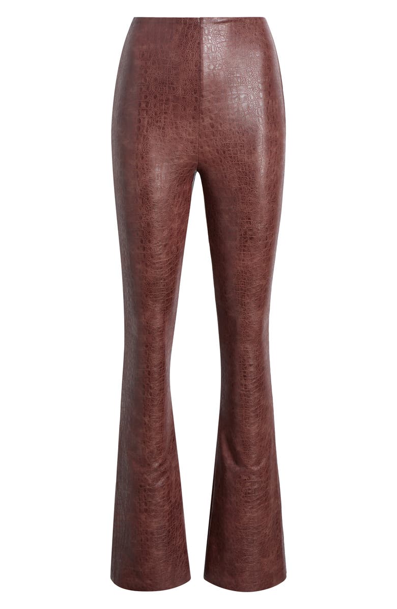 Commando Animal Print Faux Leather Flare Leg Pants, Alternate, color, Brown Croc