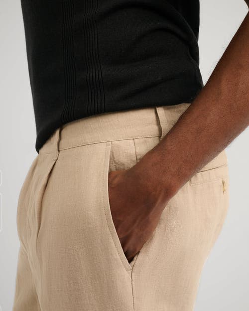 Onia Linen Tapered Pleated Trouser In Brown