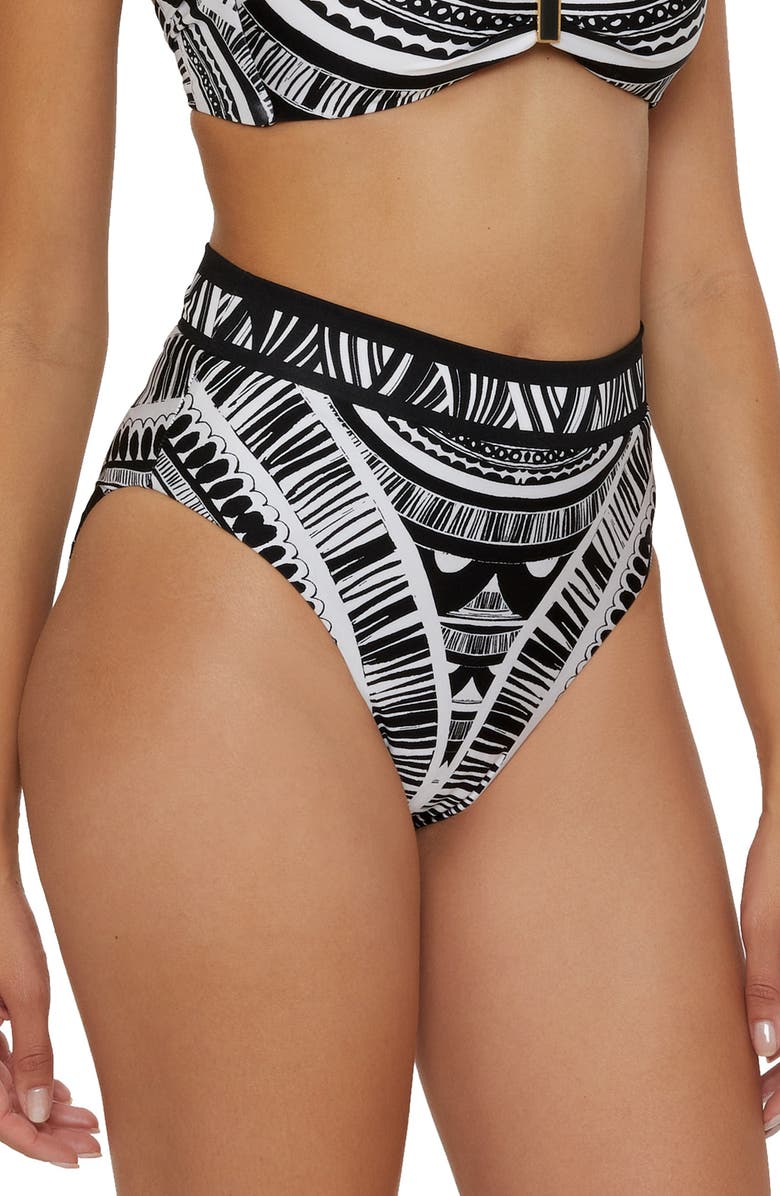 Trina Turk Hula High Waist Reversible Bikini Bottoms, Alternate, color, 