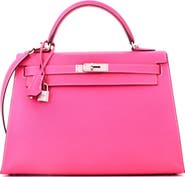 Pre-Owned Hermes Kelly Handbag Pink Epsom with Palladium Hardware 32