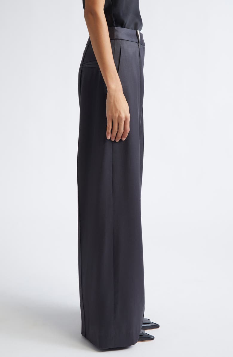 GRACE LING Claw Belt Loop Virgin Wool Blend Wide Leg Pants, Alternate, color, Dark Grey Wool