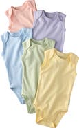 BUTTERBLU Sam Assorted 5-Pack Sleeveless Organic Cotton Bodysuits