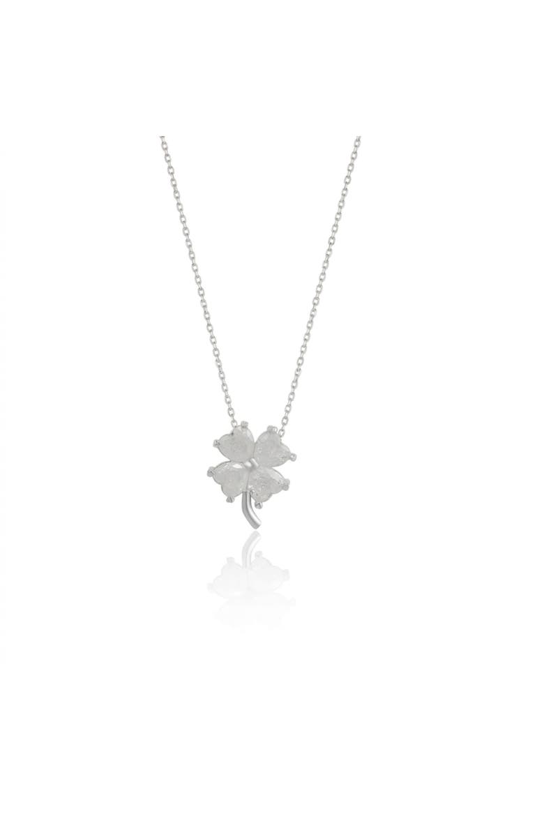 Four Leaf Clover Sterling Silver Necklace - White, Main, color, Silver