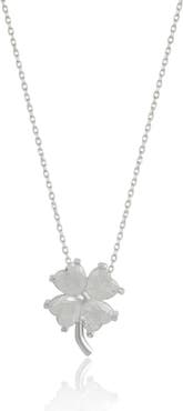 Spero London Four Leaf Clover Sterling Silver Necklace - White