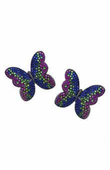 SUZY LEVIAN Pavé Cubic Zirconia Butterfly Stud Earrings