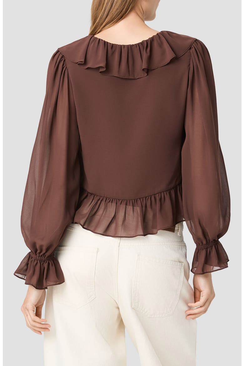 Marina Ruffled Chiffon Top, Alternate, color, COCOA BROWN