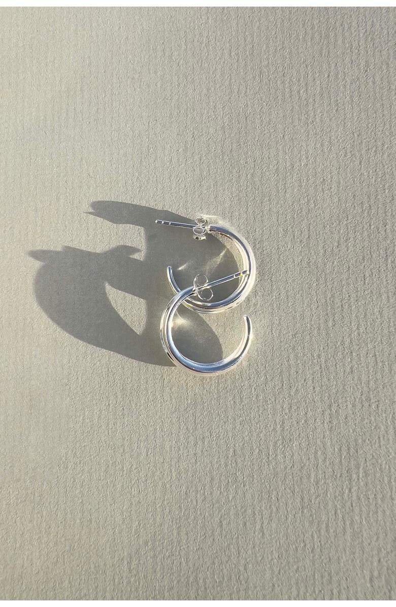 Astor & Orion Crescent Hoops, Alternate, color, Silver