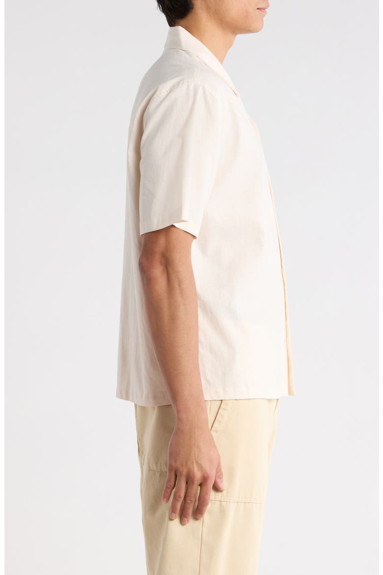 Elai Button-Up Cotton & Linen Camp Shirt, Alternate, color, CREAM
