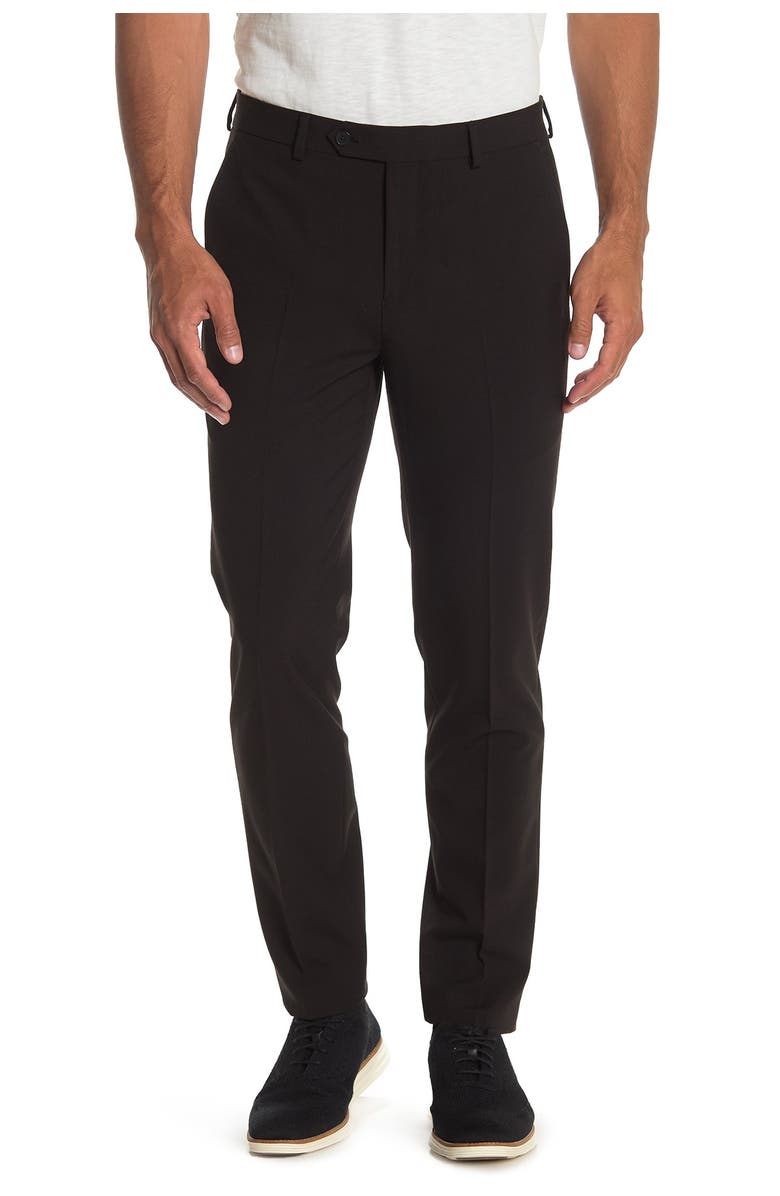 Calvin Klein Black Solid Skinny Tapered Trousers, Main, color,