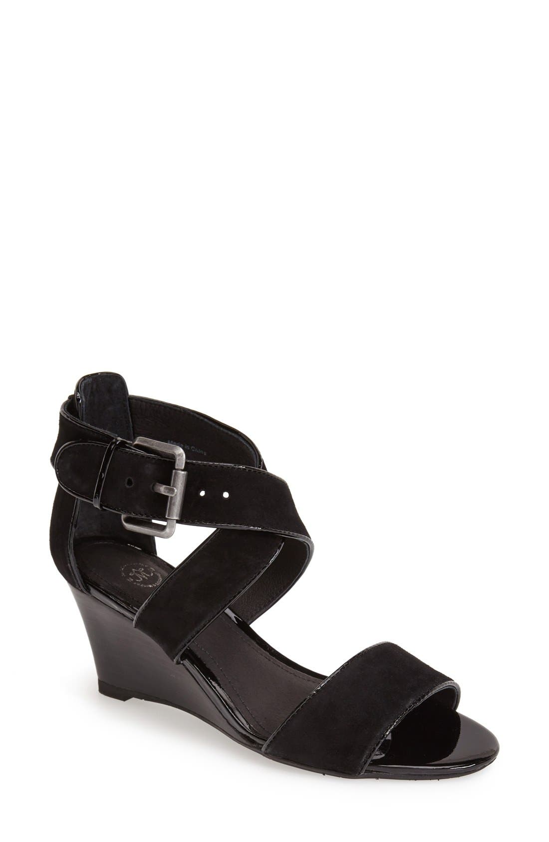 'Marlena' Wedge Sandal, Main, color, BLACK