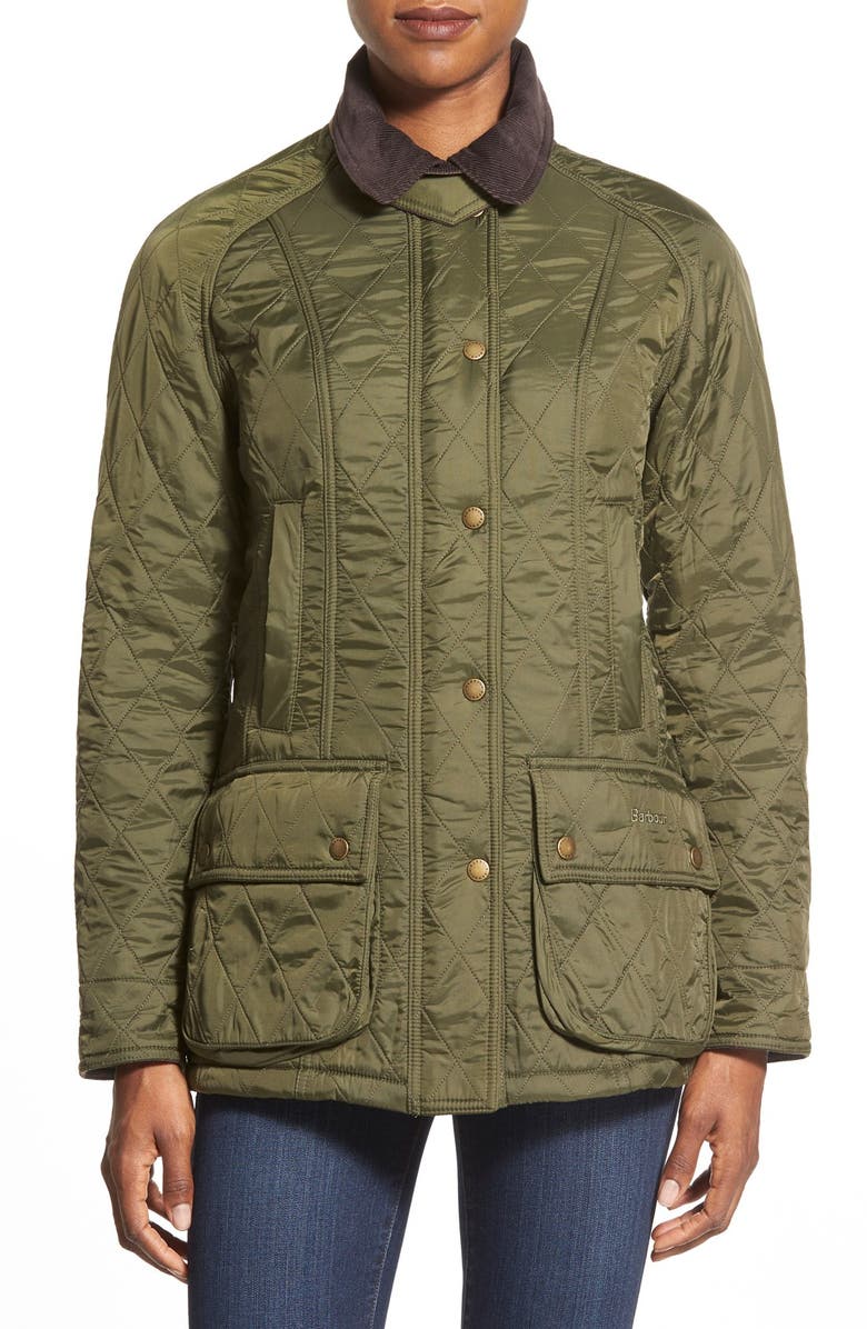 Barbour Beadnell Fleece Lined Quilted Jacket, Alternate, color, Olive
