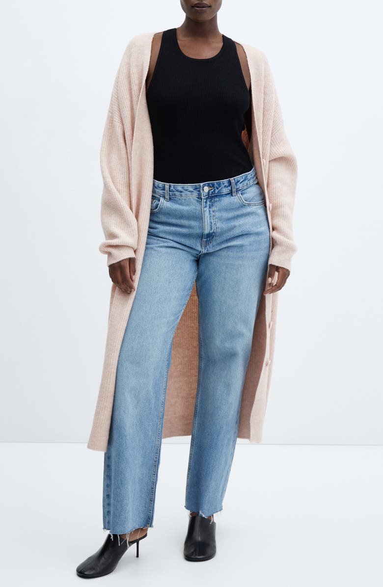 MANGO V-Neck Rib Duster Cardigan, Alternate, color, 