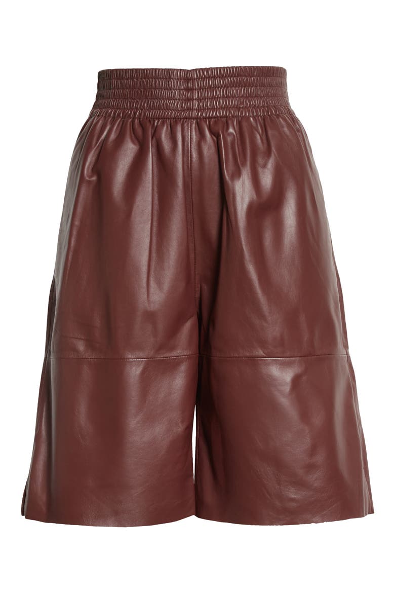 Ariah Leather Bermuda Shorts, Alternate, color, DECADENT CHOCO