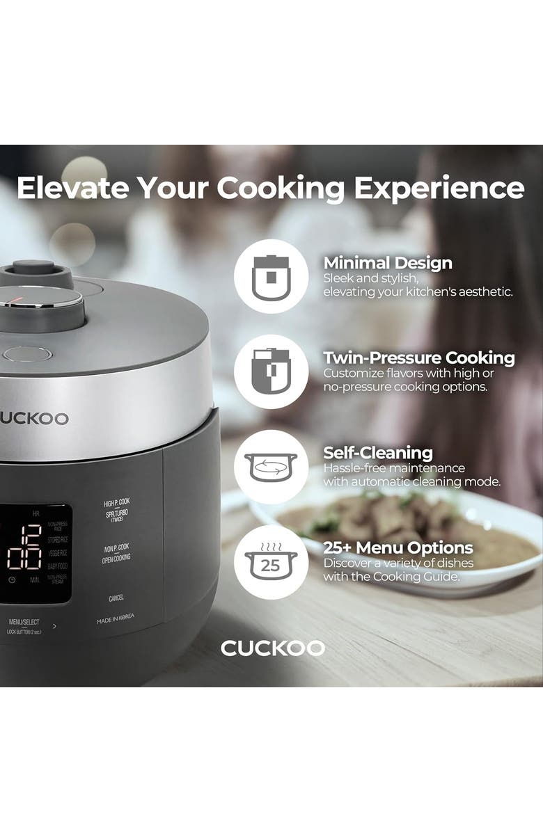 Cuckoo 6-Cup (Uncooked) Twin Pressure Rice Cooker with Nonstick Inner Pot, Alternate, color, Grey