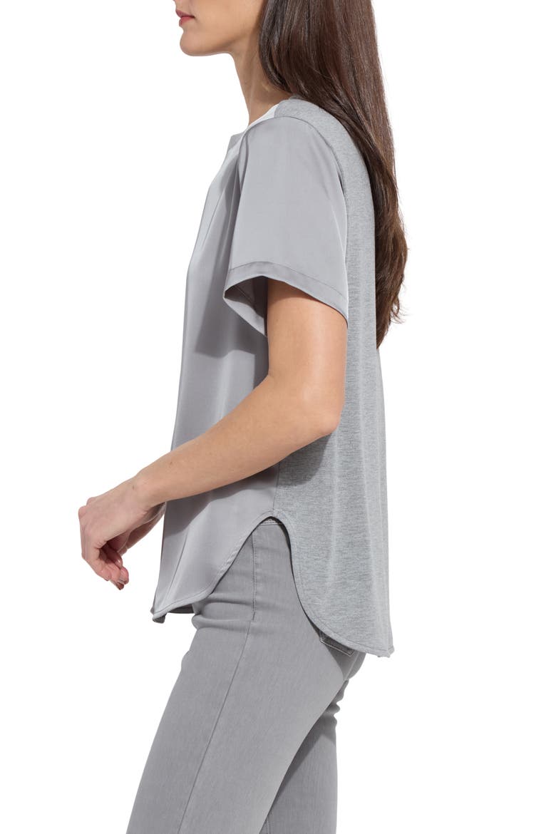A-Line Crewneck Mixed Media Top, Alternate, color, DARK HEATHER GREY