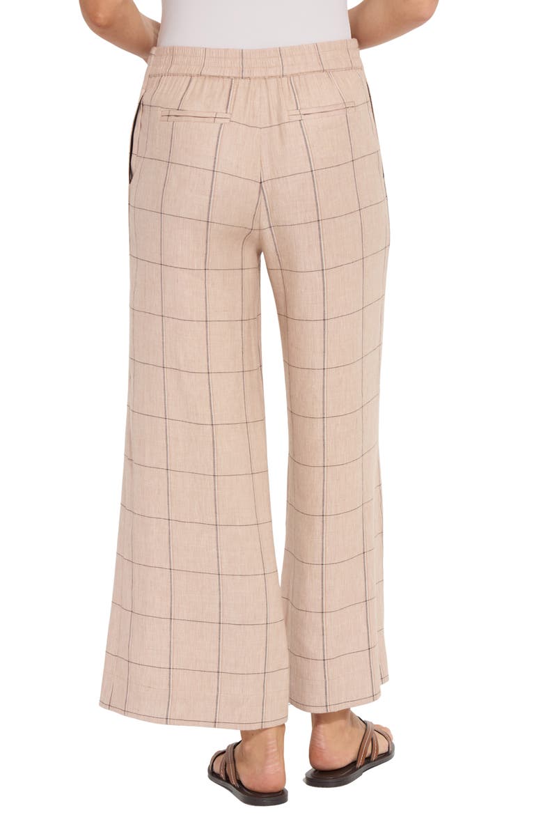 Nixie Check Drawstring Wide Leg Linen Blend Pants, Alternate, color, ISLA CHECK