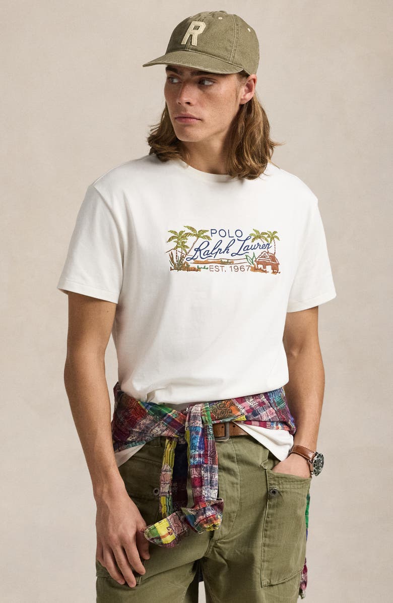 Polo Ralph Lauren Vacation Embroidered Cotton Graphic T-Shirt, Alternate, color, 