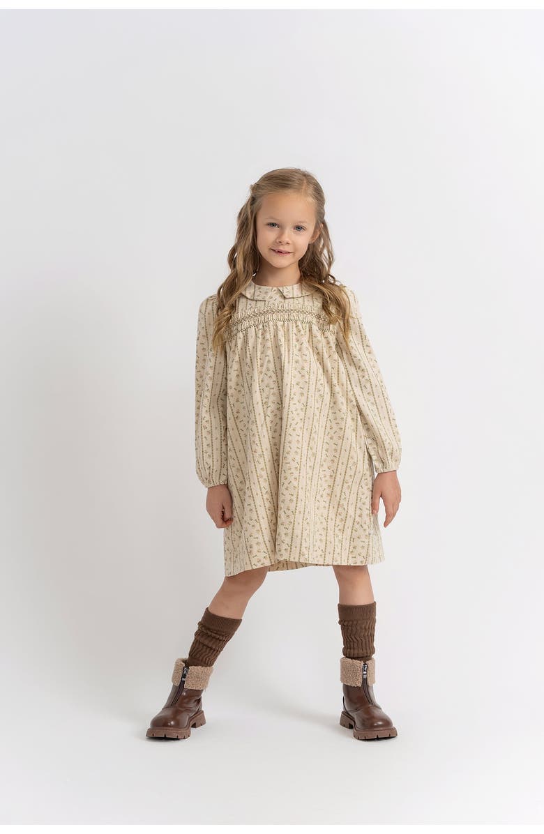 Charlotte & George Corduroy Stripe Dress with Embroidered Front, Alternate, color, Cream