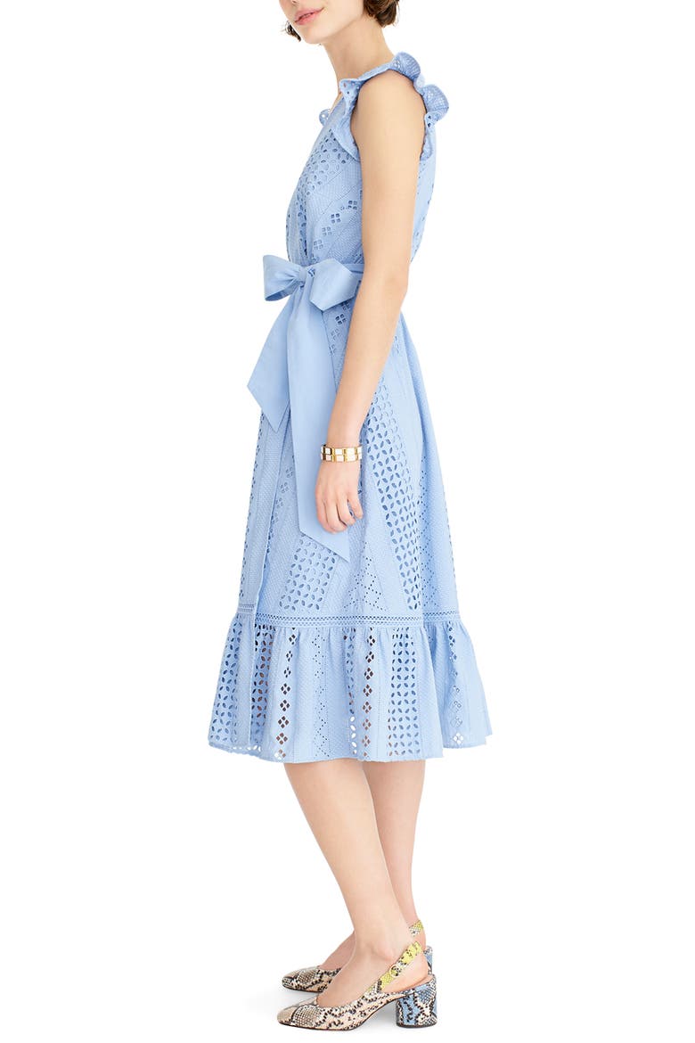 All Over Eyelet Wrap Dress, Alternate, color, FROSTY SKY