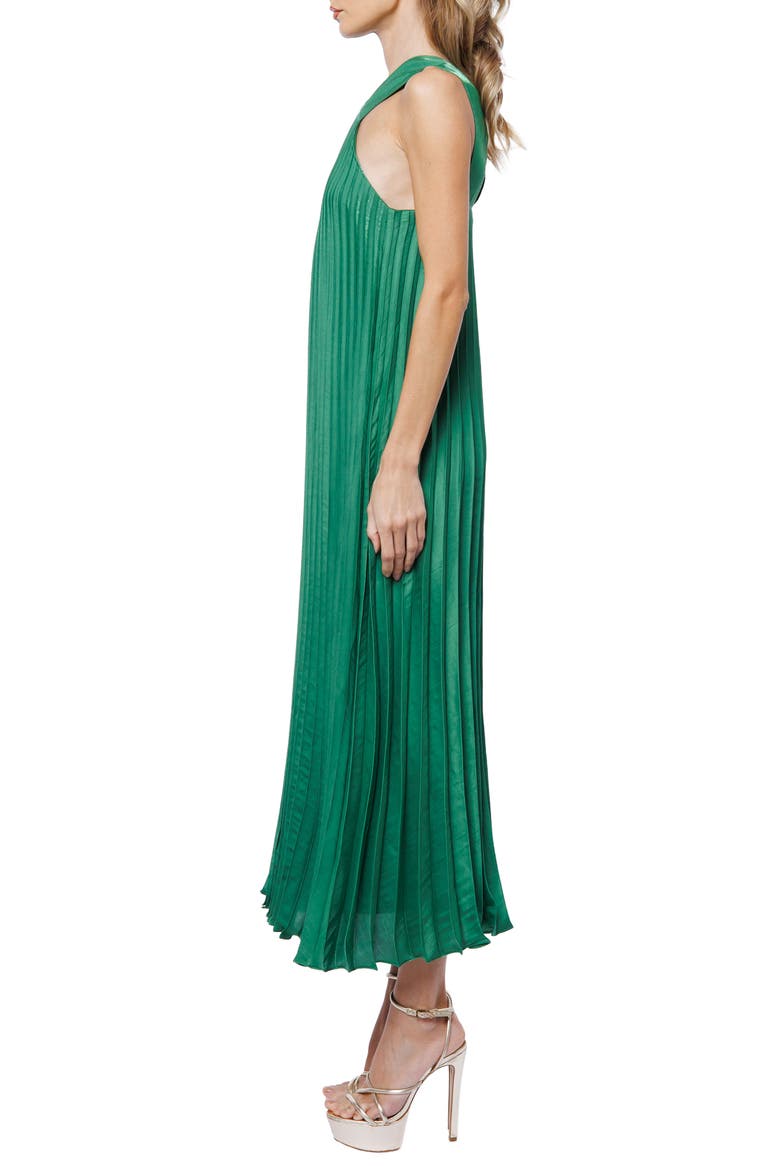 Mellisa Pleated Satin Dress, Alternate, color, GREEN