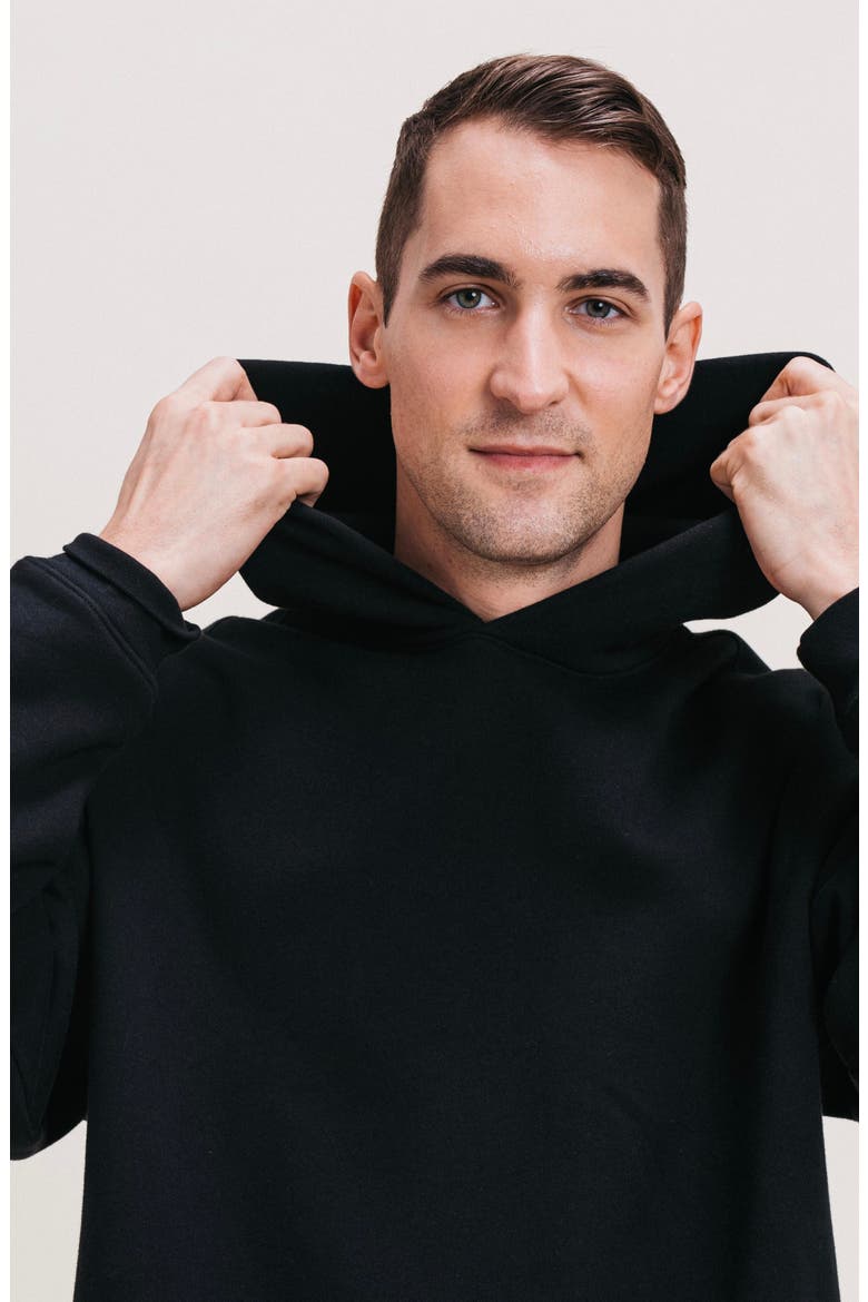 Men's Organic Cotton Teddy Oversized Hoodie, Alternate, color, Black
