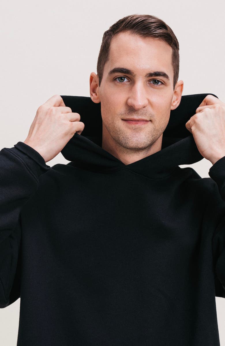 Ocio Men's Organic Cotton Teddy Oversized Hoodie, Alternate, color, Black