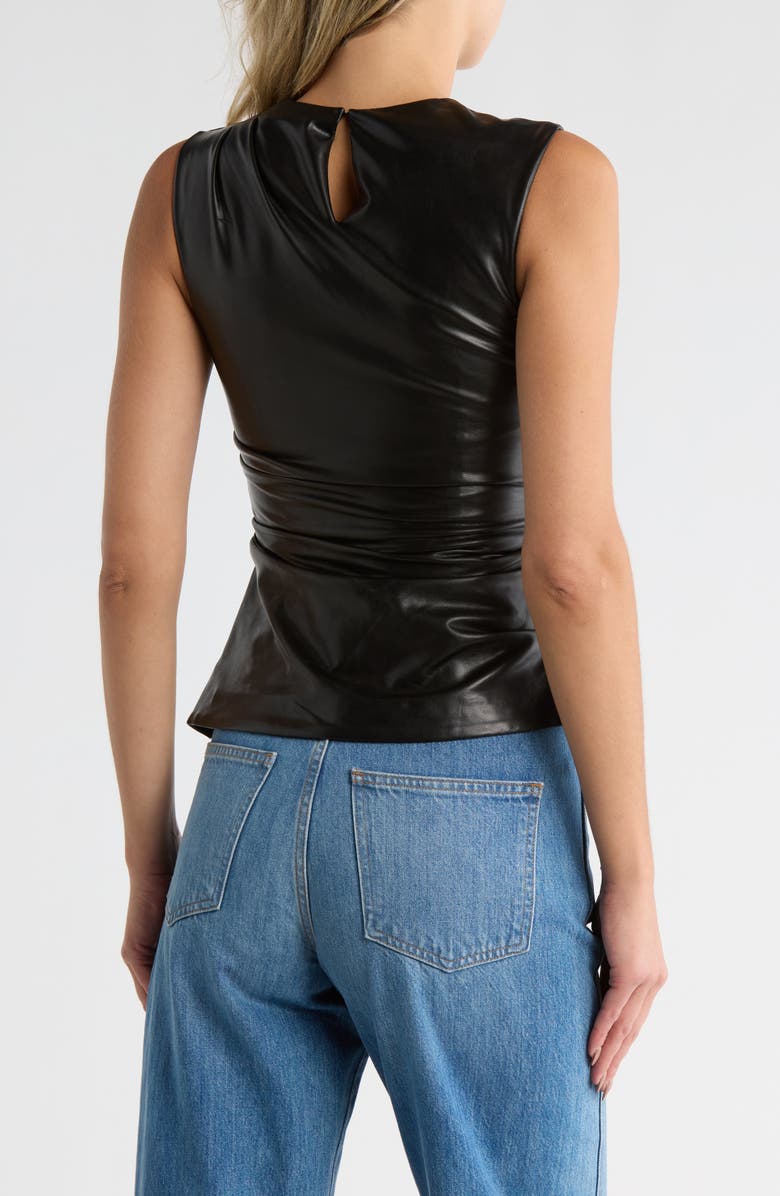 Simkhai Wynter Draped Faux Leather Top, Alternate, color, Black