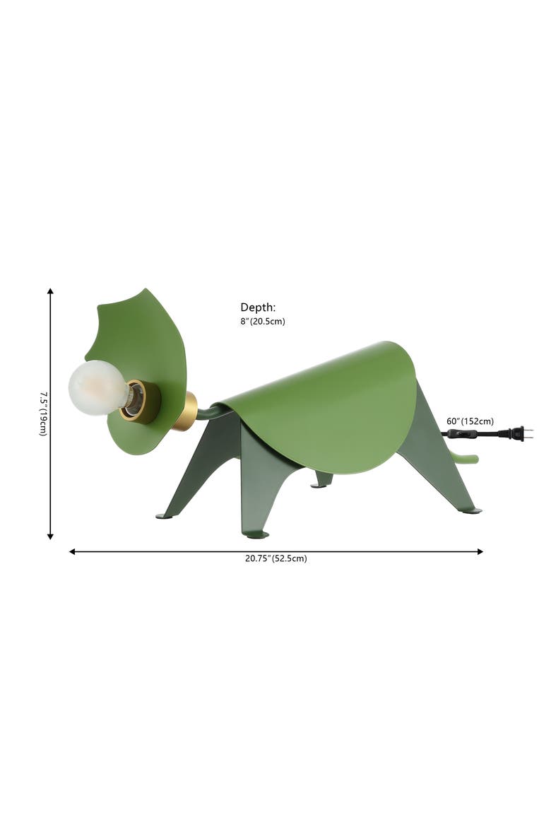 Gretchen Modern Industrial Iron Triceratops LED Kids' Lamp, Alternate, color, Green