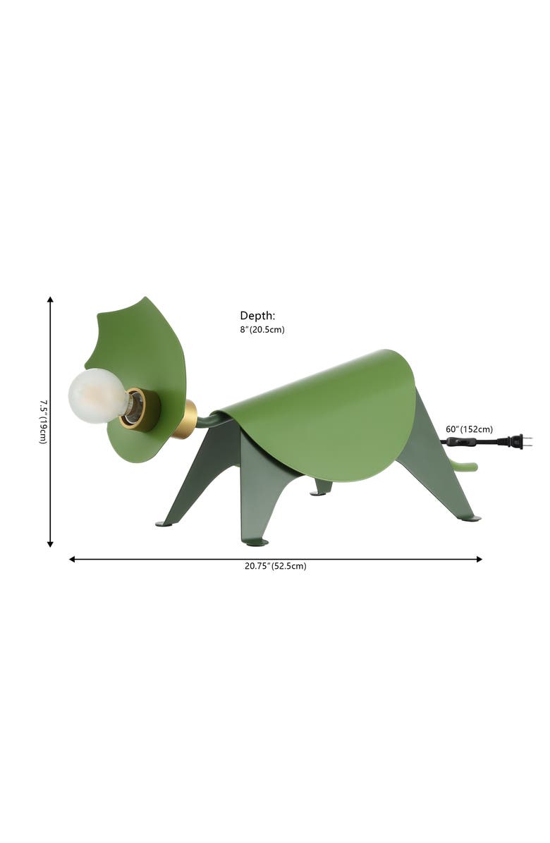 JONATHAN Y Gretchen Modern Industrial Iron Triceratops LED Kids' Lamp, Alternate, color, Green