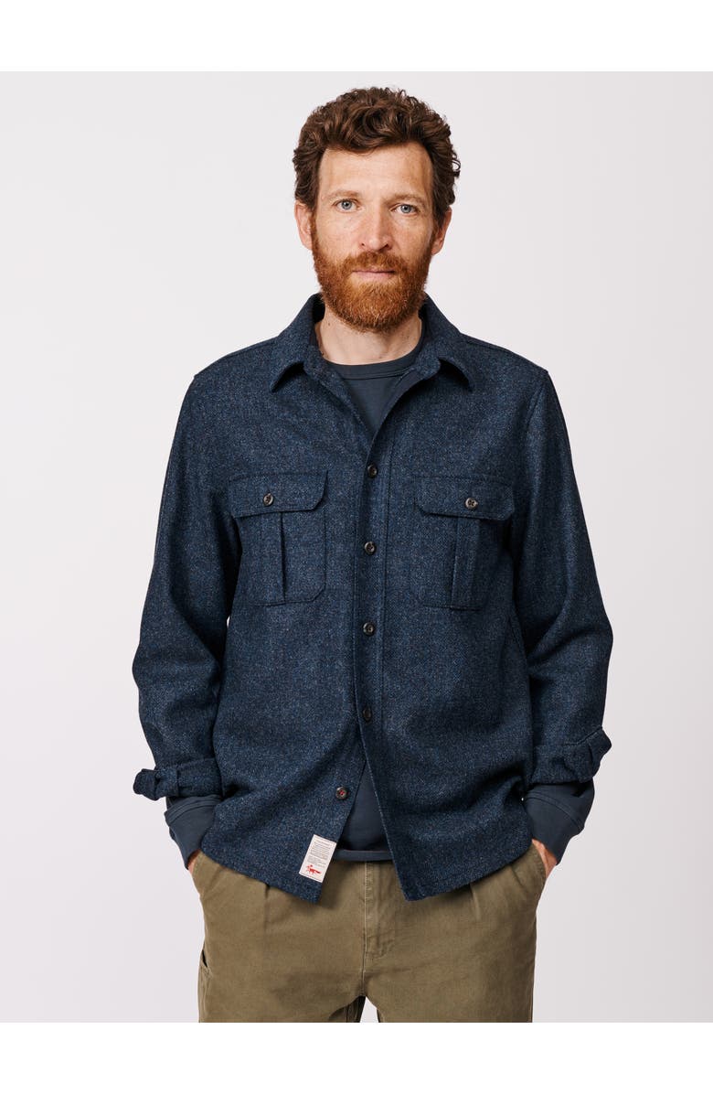 Aubin Ravendale Wool Shirt, Main, color, Navy Herringbone