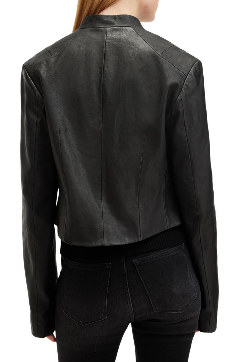 AllSaints Sadler Leather Jacket, Alternate, color, Black