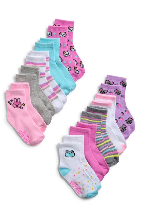 Kids' Kawaii Critters Assorted 10-Pack Gripper Crew Socks (Toddler)
