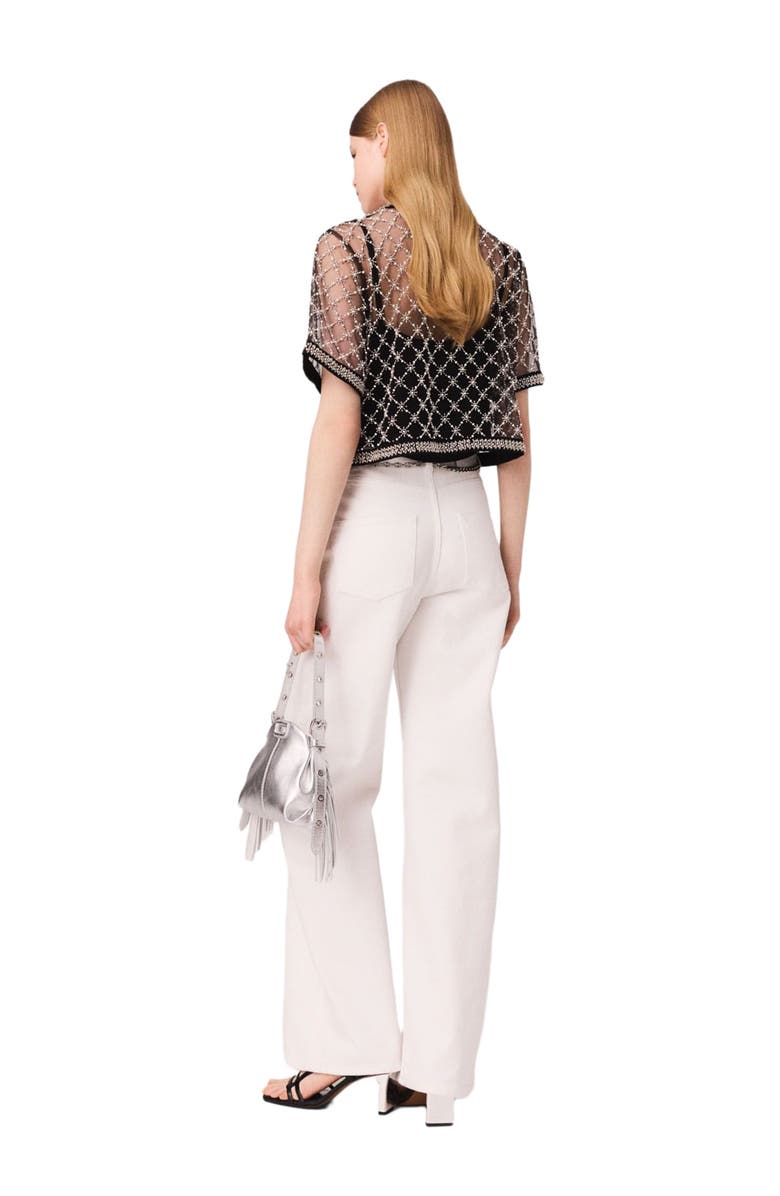 maje Embroidered tulle top, Alternate, color,