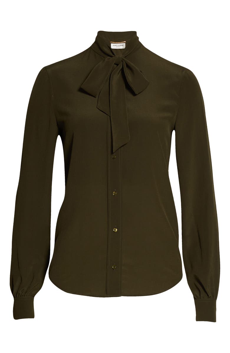 Saint Laurent Tie Neck Silk Blouse, Main, color,